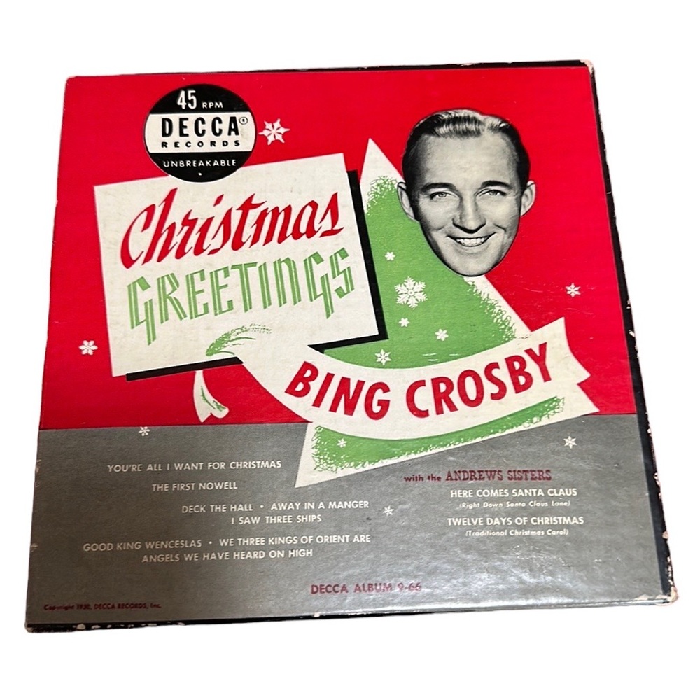 Retro Christmas Bing Crosby 45 records (3) & bonus 45  Decca vinyl vintage